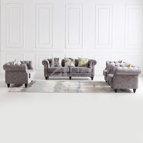 Canapea modernă de sufragerie din material Chesterfield