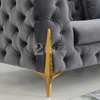 Canapea de sufragerie din material Chesterfield cu picioare aurii