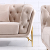 Canapea Chesterfield Living din stofa cu picioare aurii