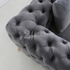 Canapea de sufragerie din material Chesterfield cu picioare aurii