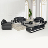 Canapea de living din piele Chesterfield cu masa